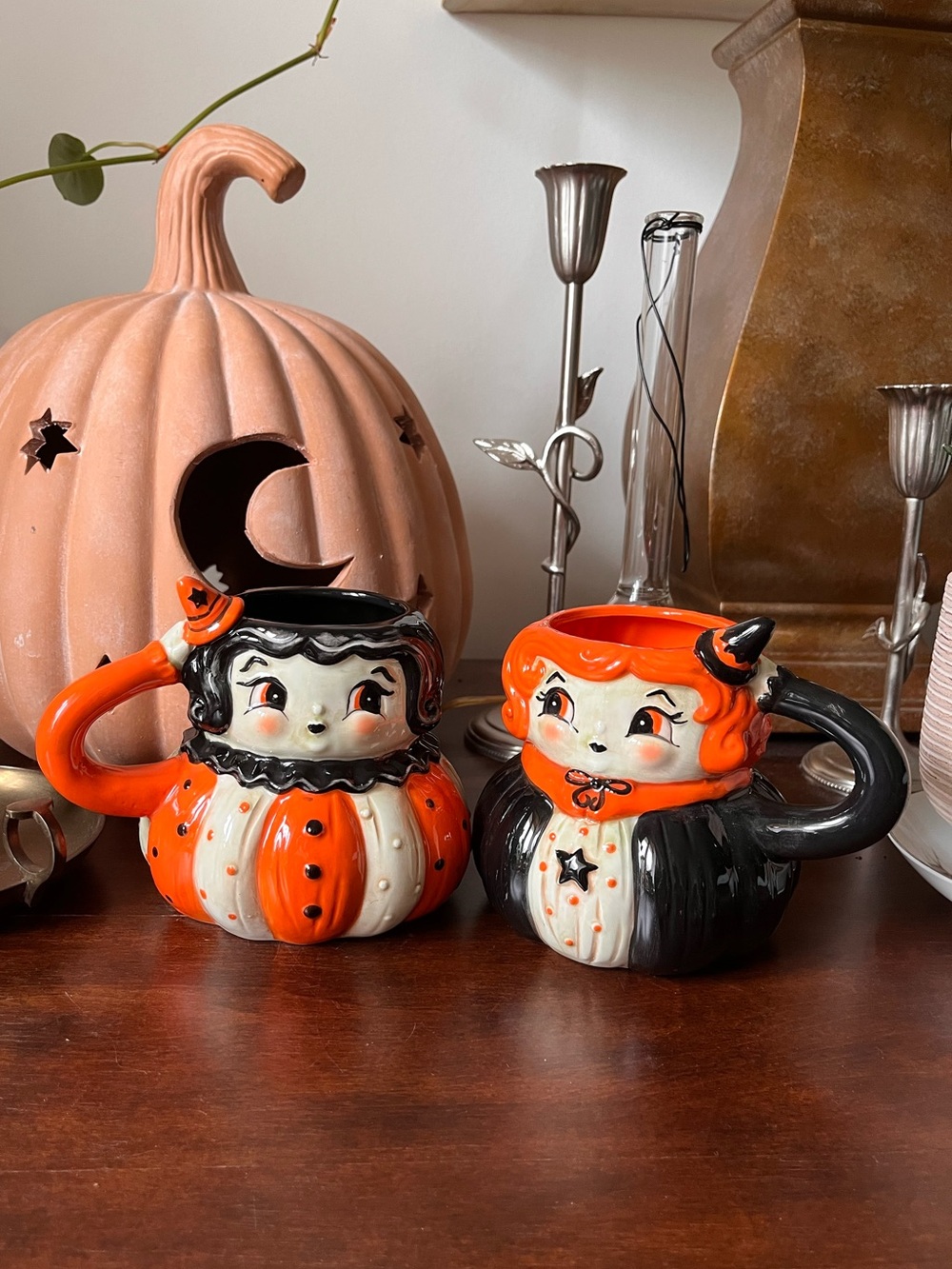 Johanna Parker Halloween Witch Girl Mugs Set Brunette + Red-head Ceramic 2026